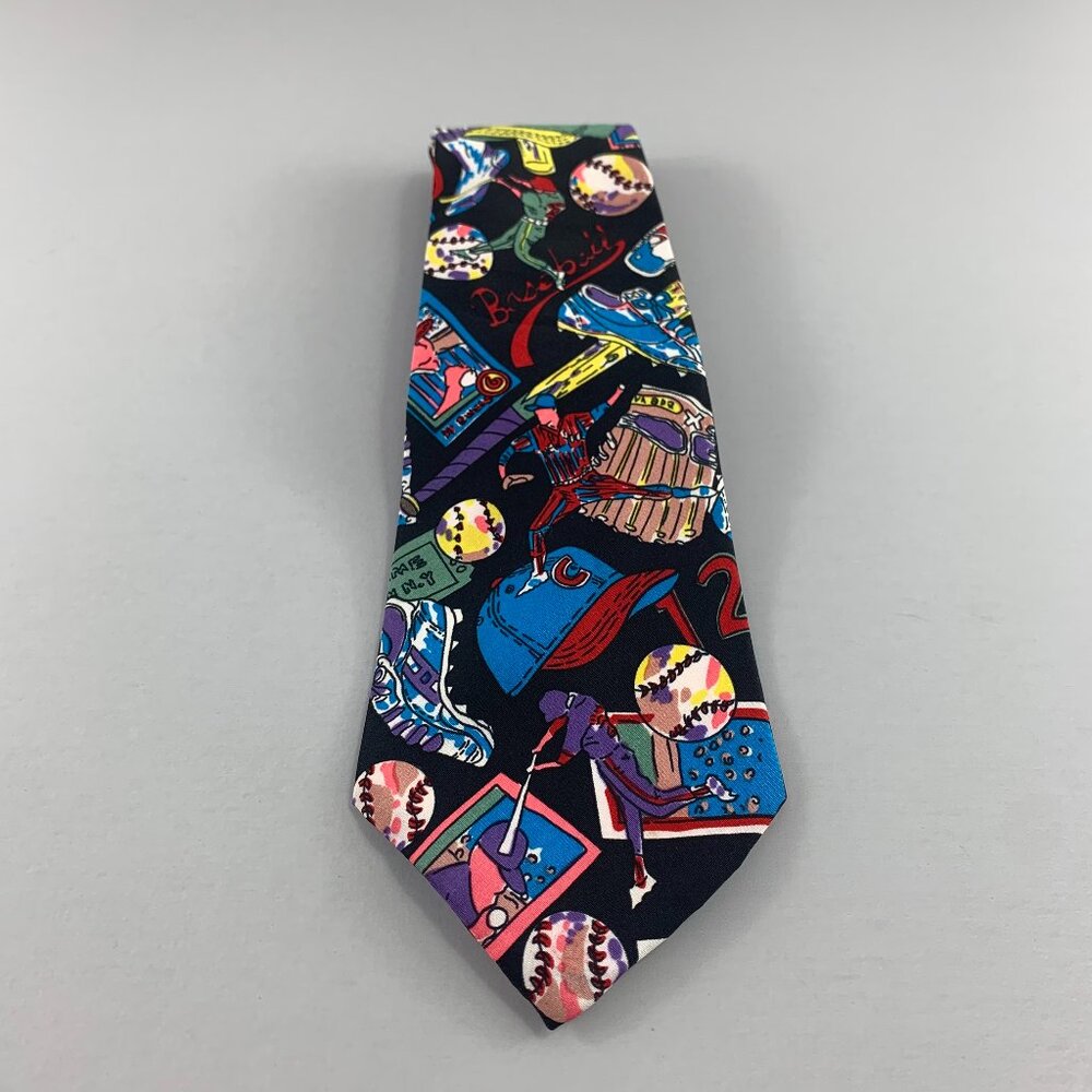 Next Exit Baseball Themed Novelty Men's Tie Polyester 4" x61"